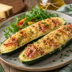 Courgettes farcies au Comté et jambon cru : recette facile